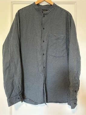 COS Blue and Gray Gingham Button-Up Shirt